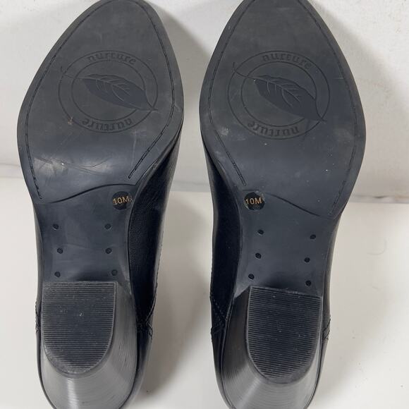 Nurture Leather Black Western Ankle Booties Women's 10M Block Heel Stitch Detail - Picture 3 of 16